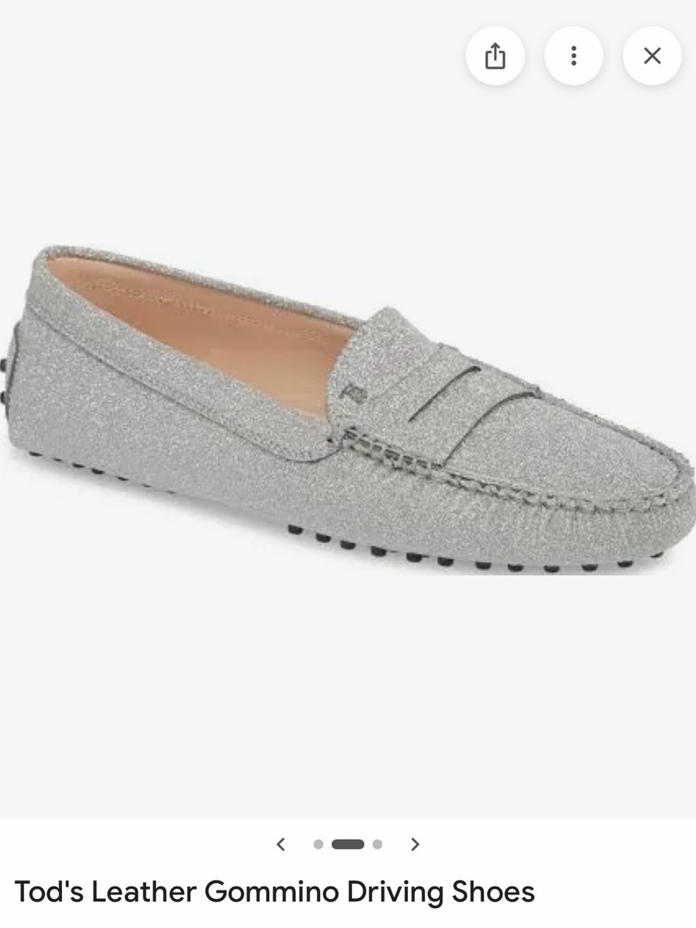 Tod's Silver Glitter Leather Gommino Driving Shoes